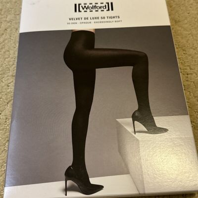 Rare Wolford Velvet de luxe 50 tights, XL, Anthracite